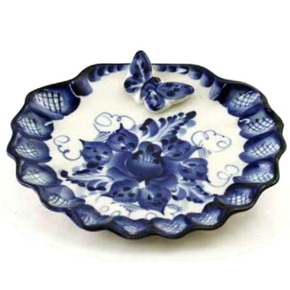 NEW Hand-Painted Porcelain Serving Plate 'Butterfly' Signed Unique Impor…